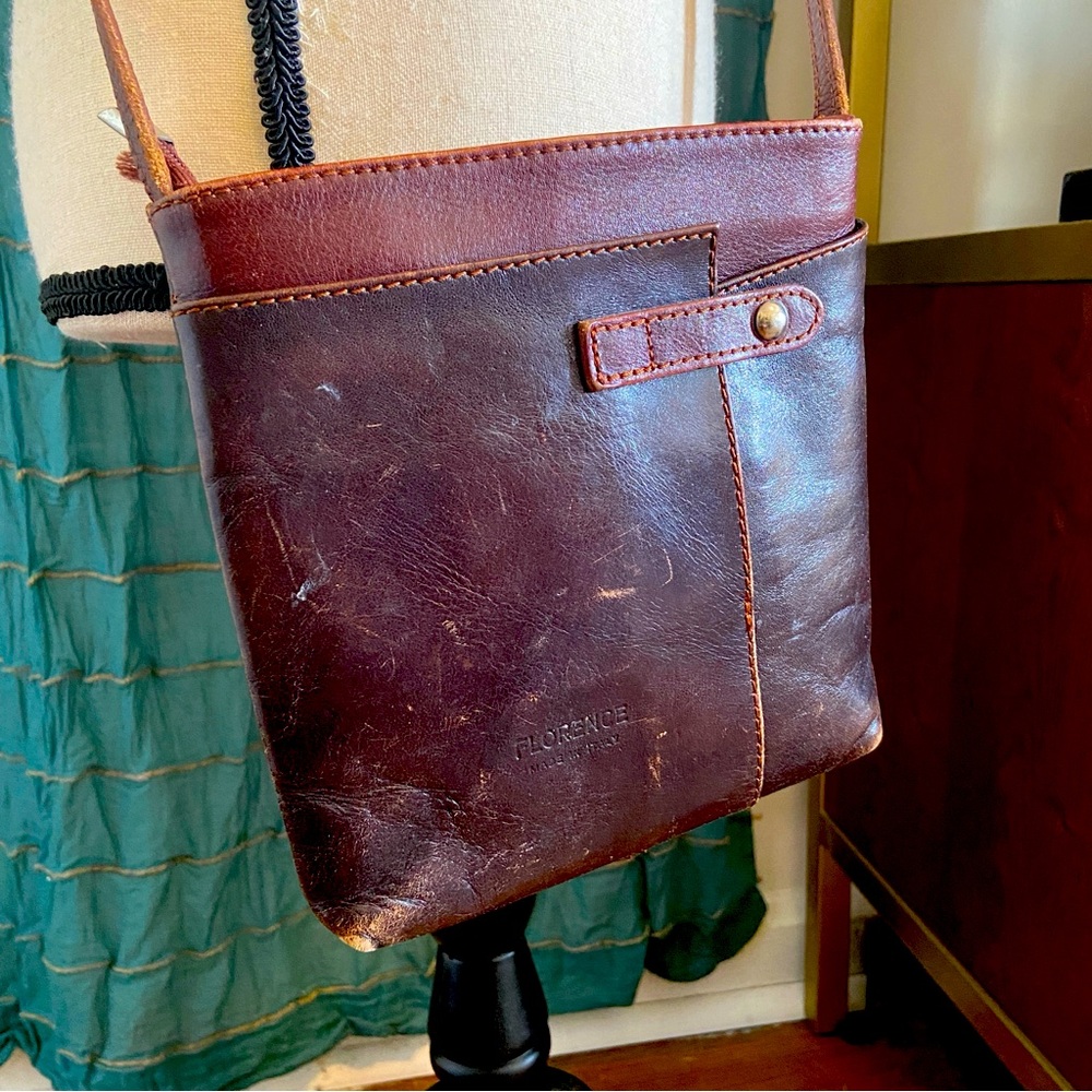 SOLD Vintage Distressed Leather Crossbody Bag